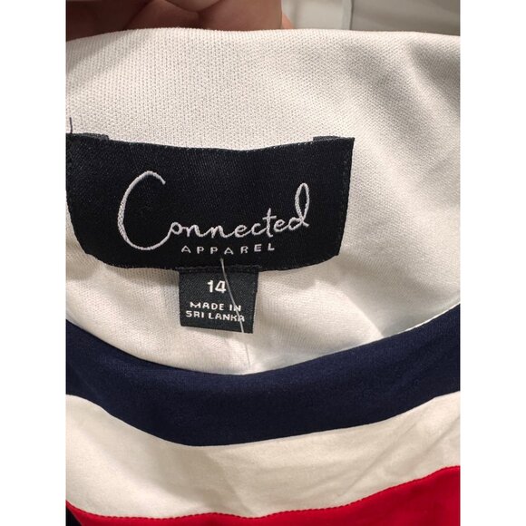Connected Apparel Womens Navy/Red/White Jersey Dress Size 14 With Draped Detail - Picture 4 of 6